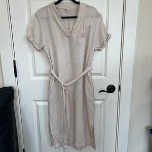 Magaschoni Organic Cotton Gauze 
V-Neck Short Sleeve‎ Dress Size Small Beige